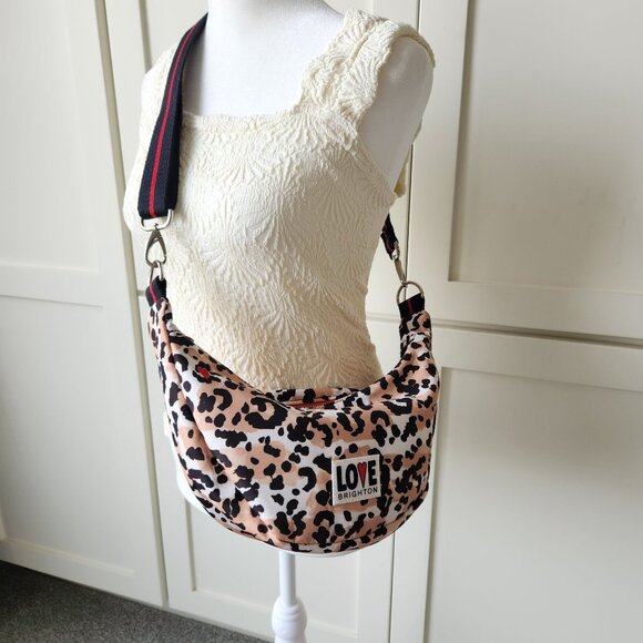 Brighton Handbags - Brighton Spotted Love Leopard Print Swing Bag Feminine Cute Glam Hearts Playful